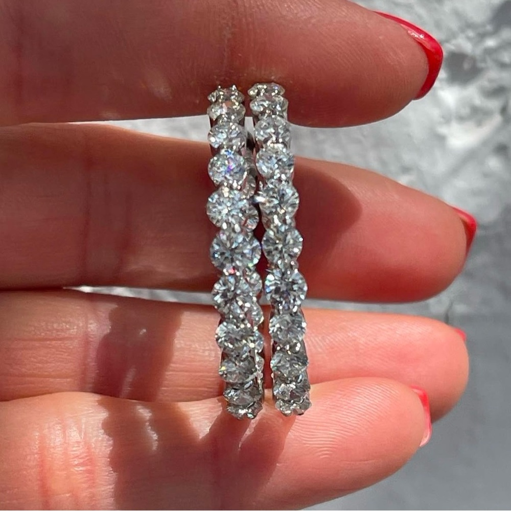 Roberto Coin 7.21ct Diamond Inside-Out Hoop Earrings 18K White Gold E/F VVS 35mm